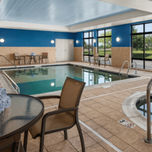 View of the pool at the Hampton Inn in Fairmont