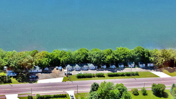 Aerial view of Hall Lake Cabins on Fairmont's Chain of Lakes