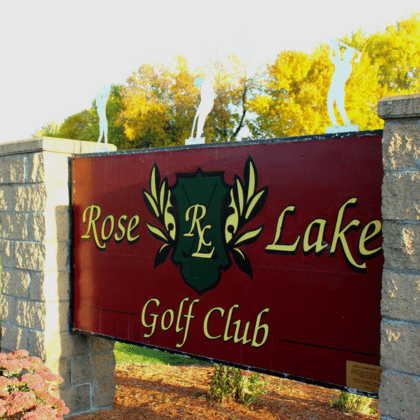 Entrance Sign at Rose Lake Golf Course Near Fairmont, Minnesota