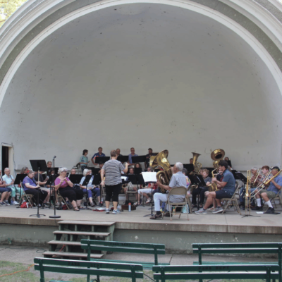 Fairmont City Band playing instruments