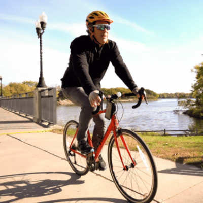 Person biking on the Fairmont Trails