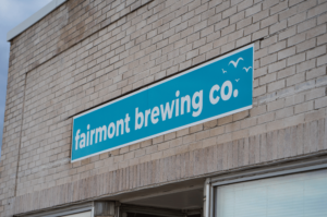 Enterance sign of the Fairmont Brewing Company