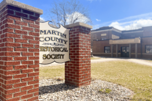 Entrance sign of the Martin County Historical Society in Fairmont Minnesota