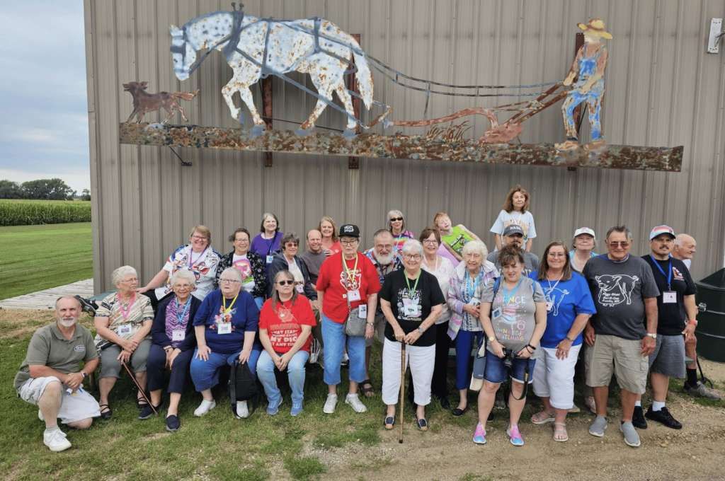 Happy Pig Collector Club gathering in Fairmont Minnesota for a group photo