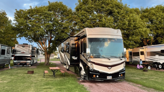 Camper parked at one of the Fairmont area campgrounds in southern Minnesota