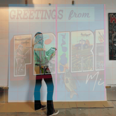 Teaser of photo of the Greetings from Fairmont Mural with the Artist Alexandra Hurney