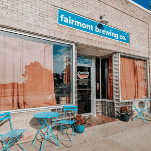 Street view of the Fairmont Brewing company in Fairmont, Minnesota