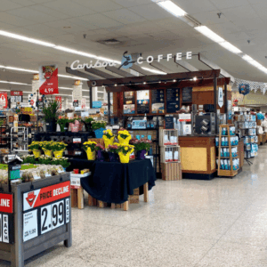caribou coffee located inside the hy-vee grocery store in fairmont, mn