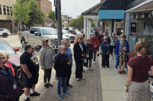 Group Touring downtown Fairmont, Minnesota