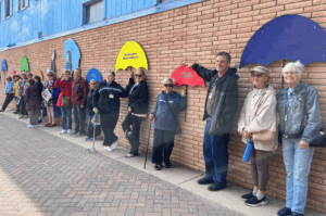 Tour Group with interactive mural